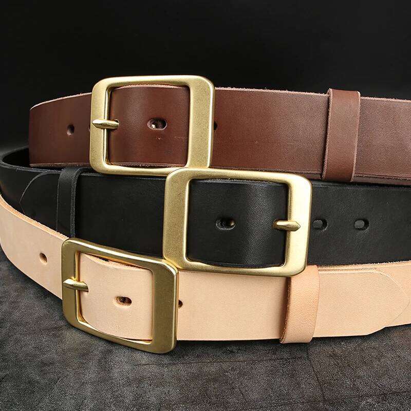 39mm Genuine Leather High Quality For Men Jeans Cowskin Casual Belts Cowboy Waistband Solid Brass Pin Belt Buckle S260228