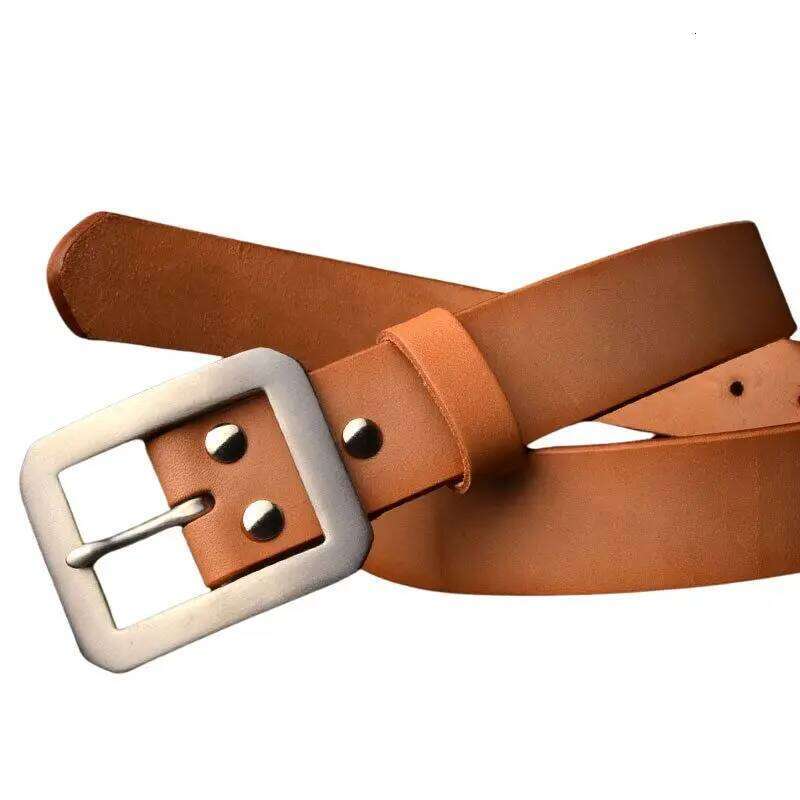 5.5mm Thick Vegetable Tanned American Saddle Leather Belt Men's Full Grain Leather, Stainless Steel Buckle 3.8CM Width S260228