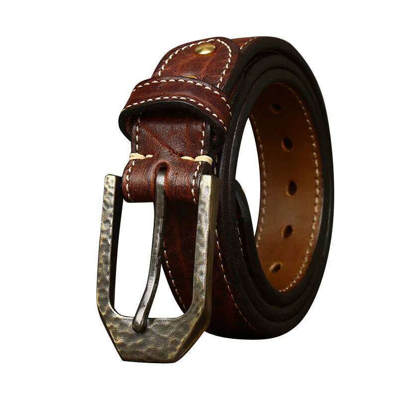 3.8CM High Quality Natural Cowskin Genuine Leather Casual Copper Buckle Business Male Strap for Luxury Men Belt S260228