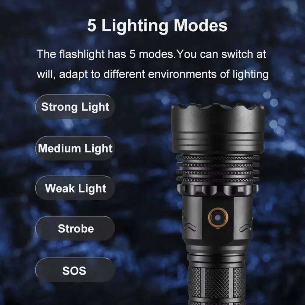 High Power Strong Light Long Range LED Flashlight USB Charging 26800 Lithium Battery Outdoor Telescopic Zoom Long-range Torch Z260301