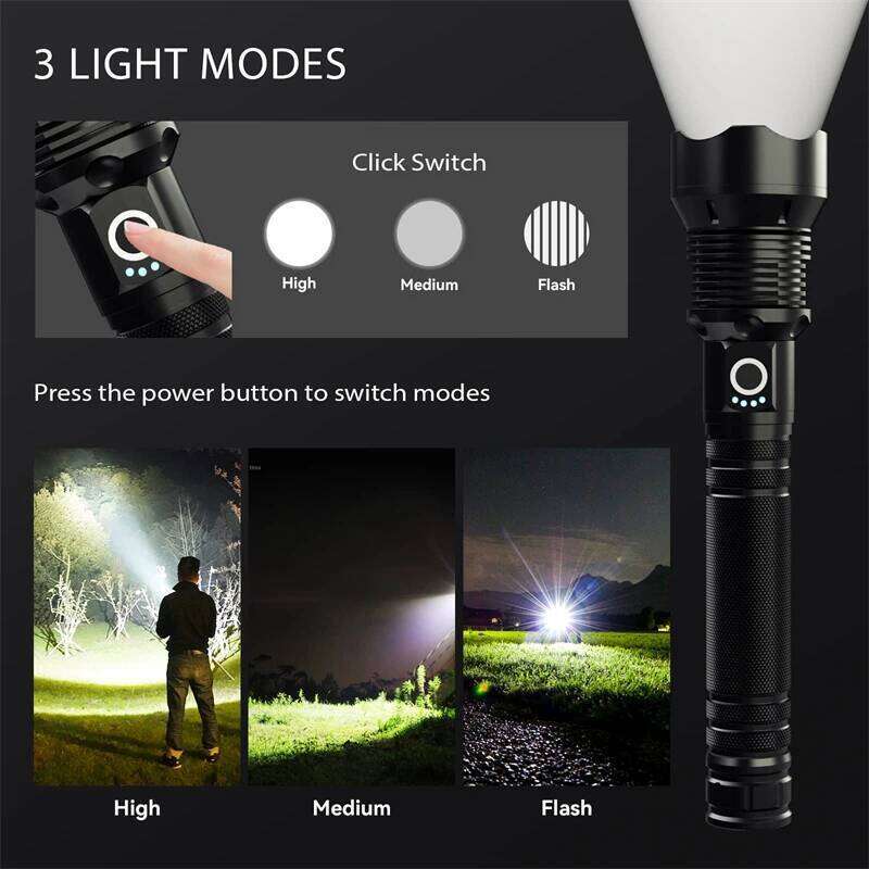 Super Bright Rechargeable Flashlight High Power Led Flashlights Powerful Torch Usb Tactical Lantern Zoom Lighting 1500Meter Z260301