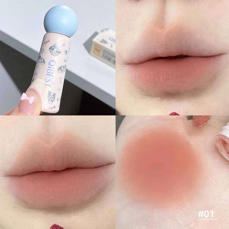 QIBEST Nude Matte Lip Mud Waterproof Non-stick Liquid Lipstick Long Lasting Highly Pigmented Lipgloss Tint Korean Cosmetics H260302