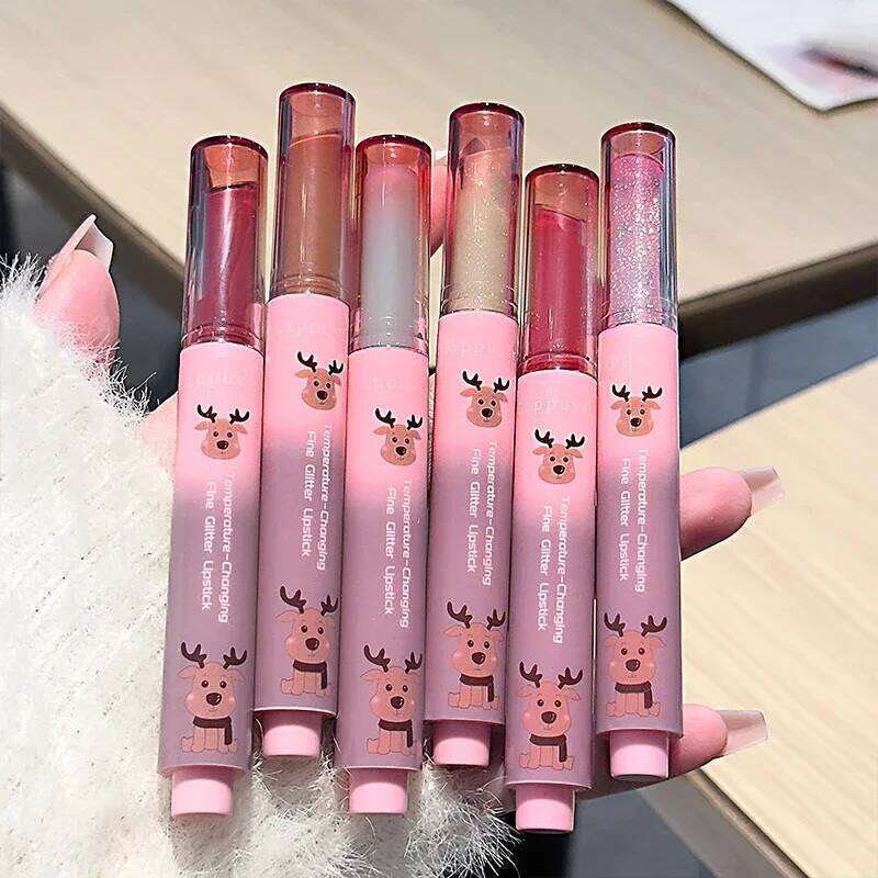 Watery Mirror Warm Change Lipstick Long-Lasting Moisturizing Non-stick Cup Shiny Solid Lip Gloss Red Sexy Lips Makeup Cosmetics H260302