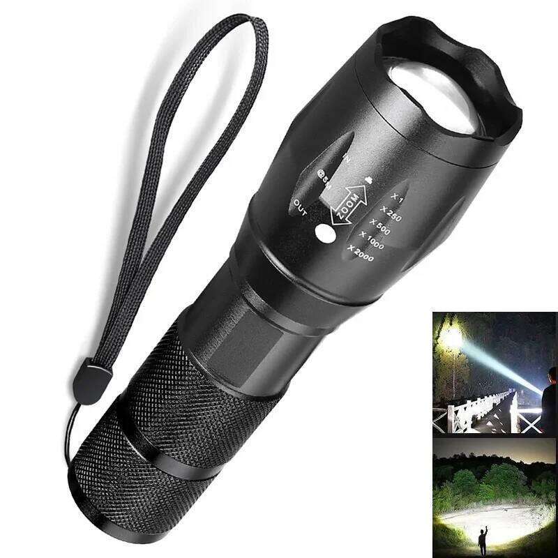 T6 Rechargeable LED 4000 Lumens Super Bright Portable Flashlights 5 Modes Waterproof Handheld Torches for Hiking Z260301