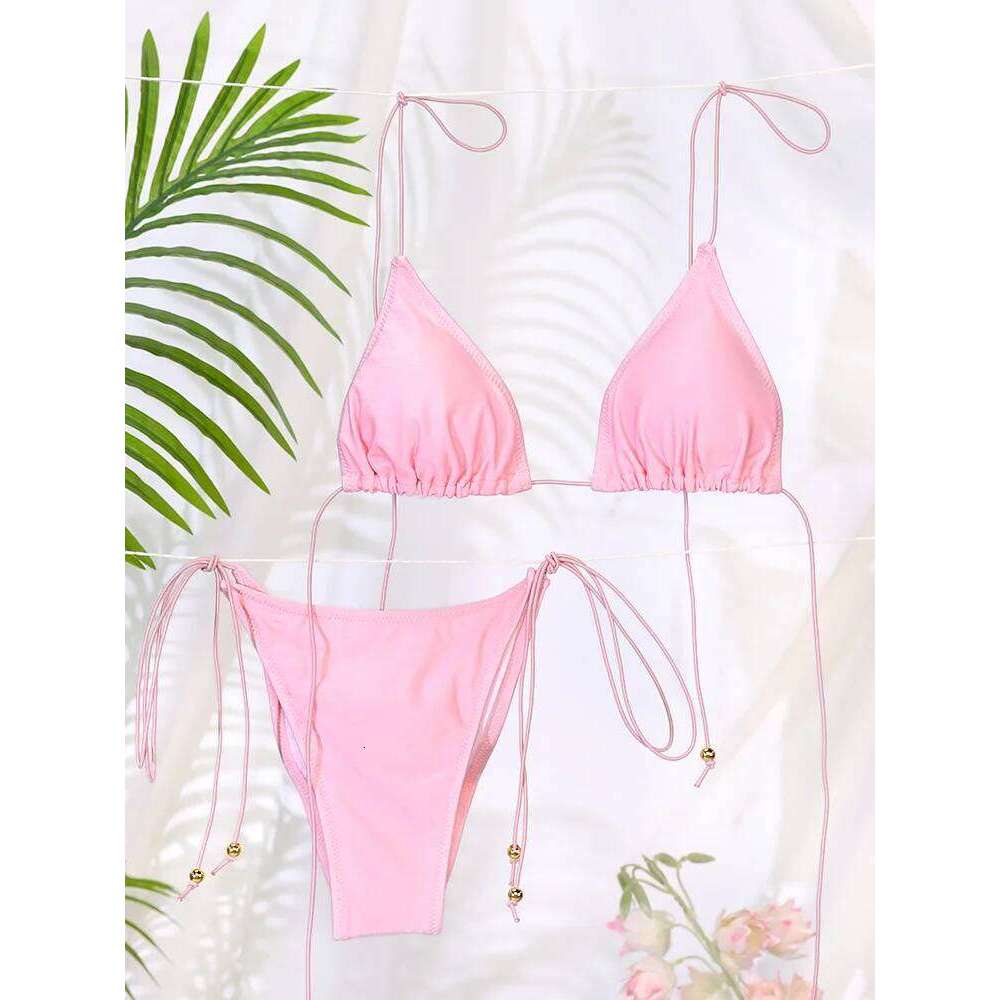 Sexy Bikinis Women Swimsuit 2026 Pink Swimwear Summer Bathing Suits Triangle Swimsuits Woman Micro Thong Biquini Bandage Bikini Z260301