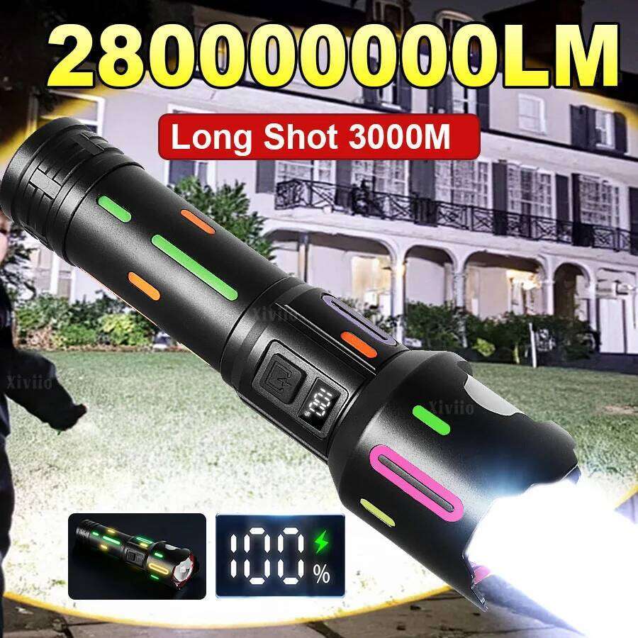 2025 New Rechargeable LED 28000000LM Super Bright Torch Light Long Shot 3000M High Power Flashlight Tactical Lantern Z260301