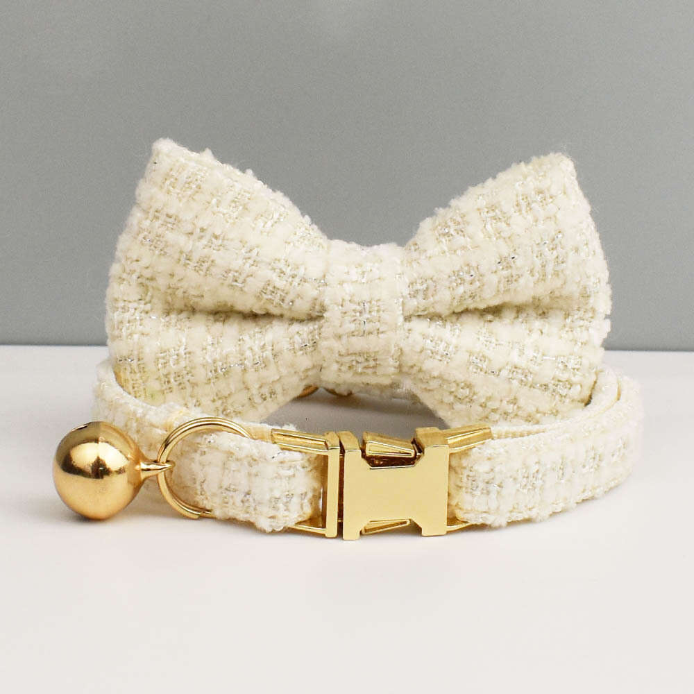 Pet Dog Collar Dog Clothes Luxury Tweed Pet Collar with Bell Adjustable Safety Buckle Multi Color Cat Dog Collar Wholesale