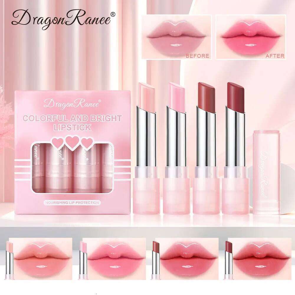 Dragon Ranee Colorful Brilliant Color 4 /set lipstick Soft mist matte waterproof easy color lasting non-stick cup set H260302