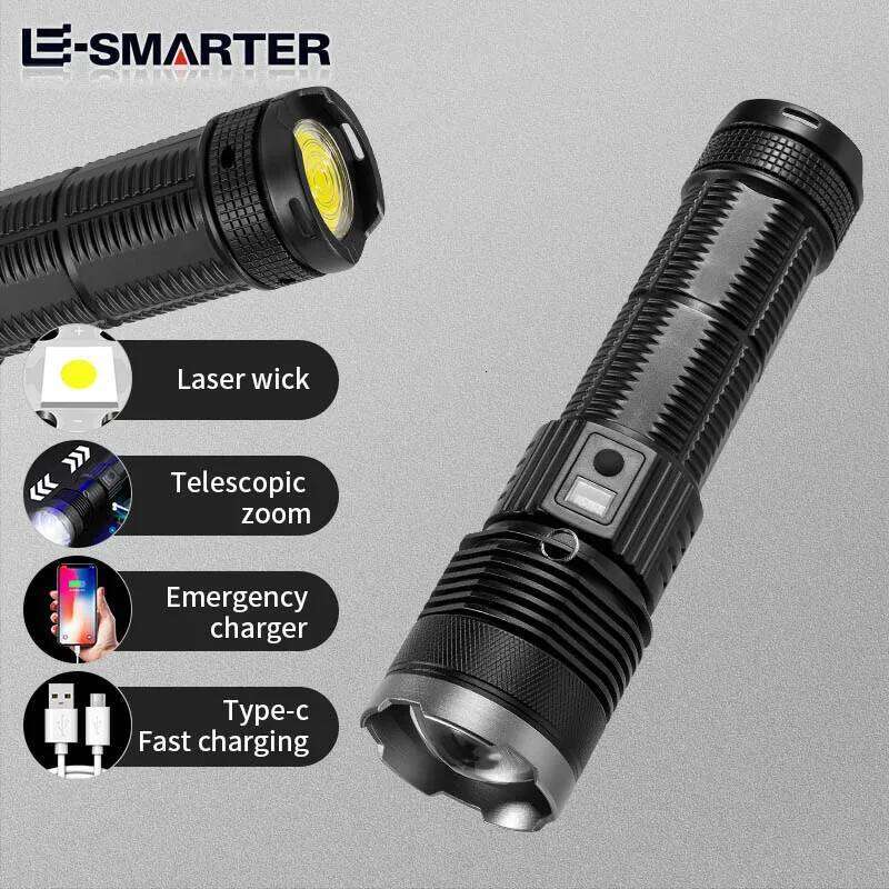 High Power Upgrade Laser LED Flashlight USB Charging Zoom Aluminum Alloy Leadership Torch Best Camping Outdoor Z260301