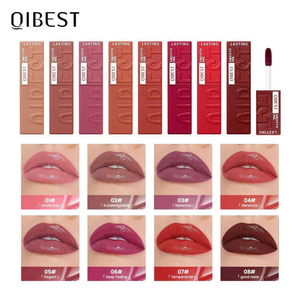 QIBEST Watery Glaze Moisturizing Long Lasting Sexy Red Liquid Lipstick Mirror Glossy Lip Gloss Tint Cosmetic For Women H260302