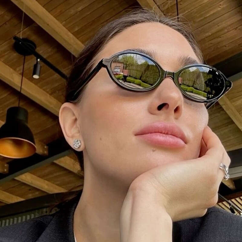Fashion Accessories Oval Sunglasses Fashion Vintage Small Rimmed Frame Ultra Thin Lens Anti UV400 for Outdoor Sun Protection Daily Cycling
