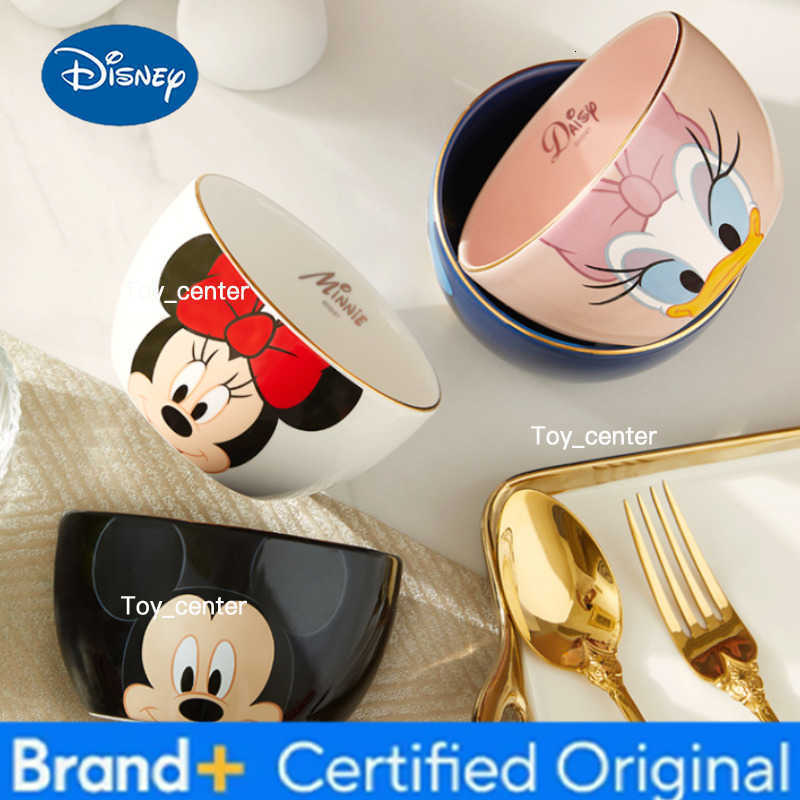 Disney Mickey Mouse Minnie Fashion Cartoon Kawaii Cute Anime Ceramics Tableware Rice Bowl Dessert Small Bowl Birthday Gift H260302