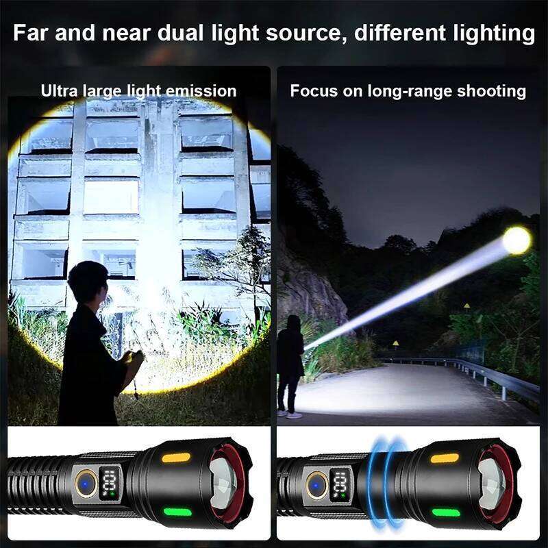 High Power LED Digital Display Rechargeable Flashlight Long Range Tactical Flashlights Fishing Self Defensa Lantern Z260301