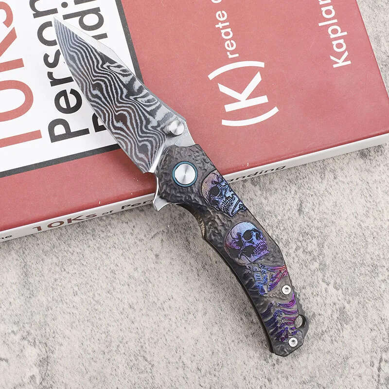 High Quality A2617 Flipper Folding Knife VG10 Damascus Steel Vacuum Heat Treatment Blade CNC Titanium Alloy Handle Ball Bearing Outdoor EDC Pocket Kni