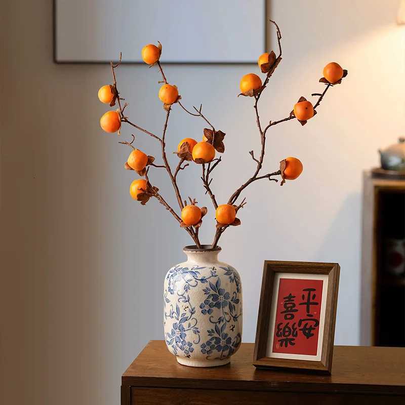 Blue and White Porcelain Vase Chinese Style Flower Arrangement Living Room Home DecorT260302