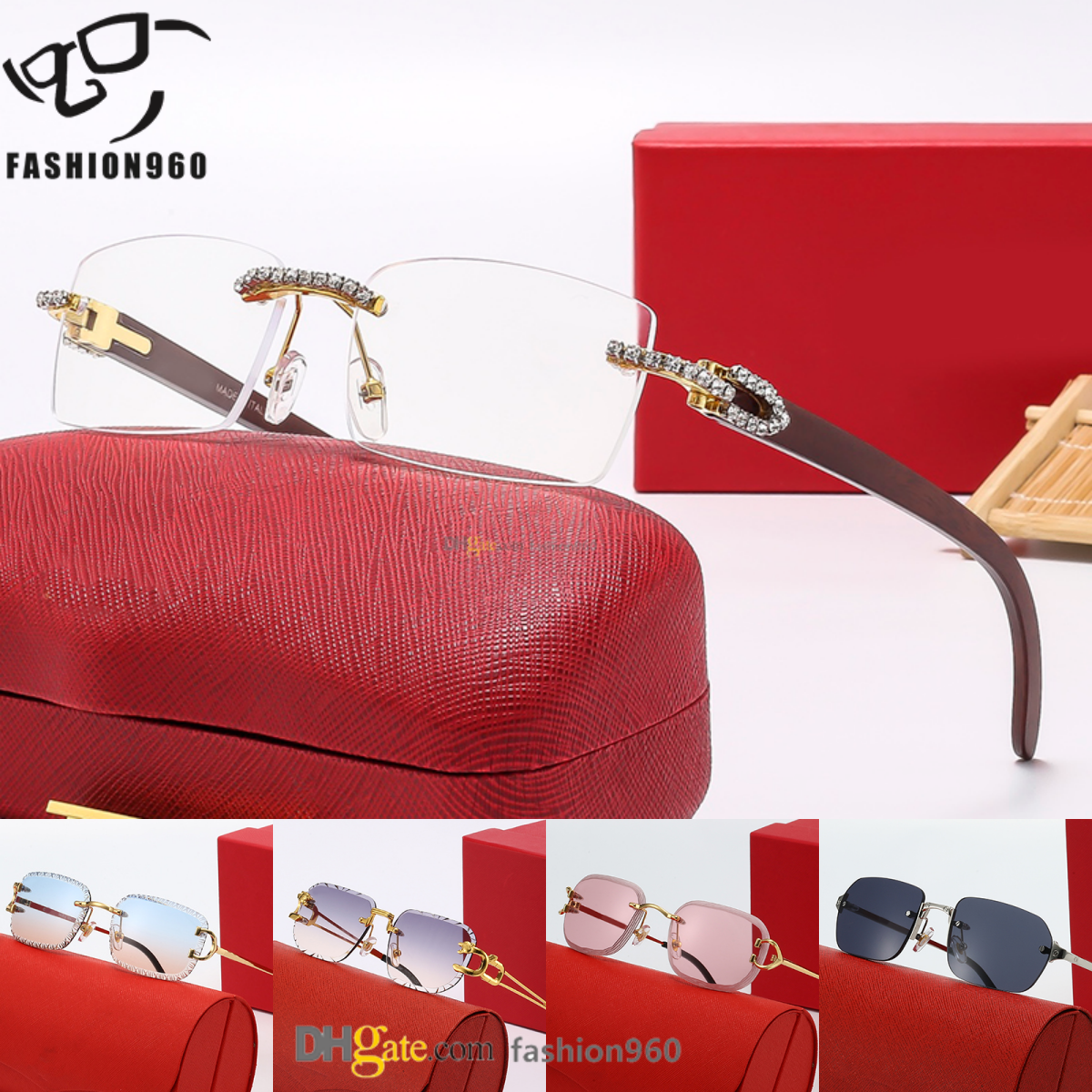 Rimless designer sunglasses for womens Outdoor UV400 luxury sunglass designers 2107 bulk sun glasses for men adequate sun glass box case