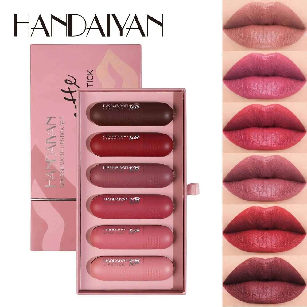 Matte Lipstick Set 6 Colors Velvet Texture Long Lasting Non Drying Lip Makeup Women Gift Box H260302