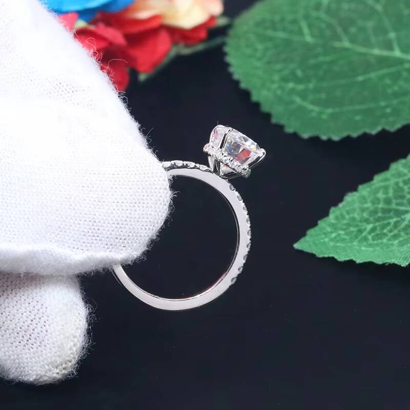 Yingma Trendy Engagement Rings with GRA Certificate 2ct Oval Gold Solitaire Moissanite Ring Hidden halo