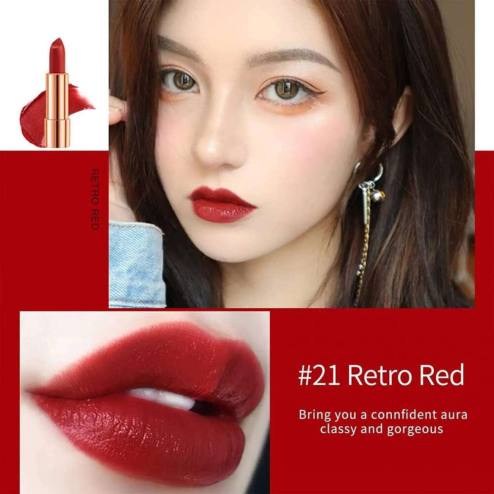 Matte Lipstick Set 3 Colors Stick with Sliver Chain Bag Package Velvet Lip stick Gift Box Private Label Make Up 3.5gx3 H260302