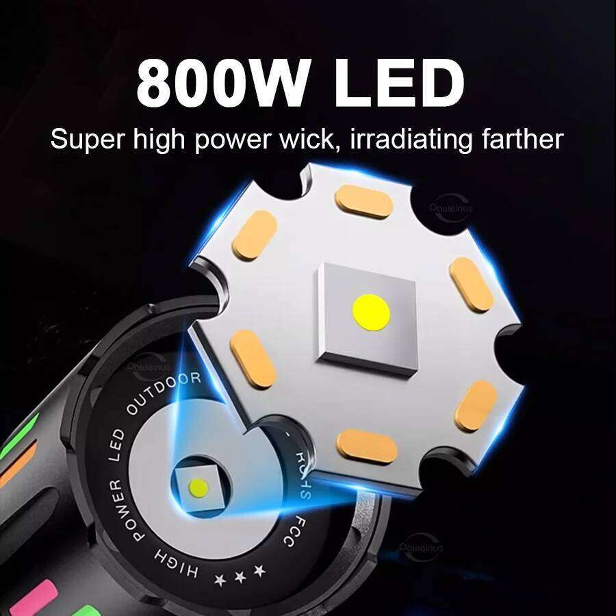 8000000LM Strong Light Flashlight Most Powerful LED 800W Super Bright Flashlights Type C Rechargeable Lamp Long Shot Torch Z260301