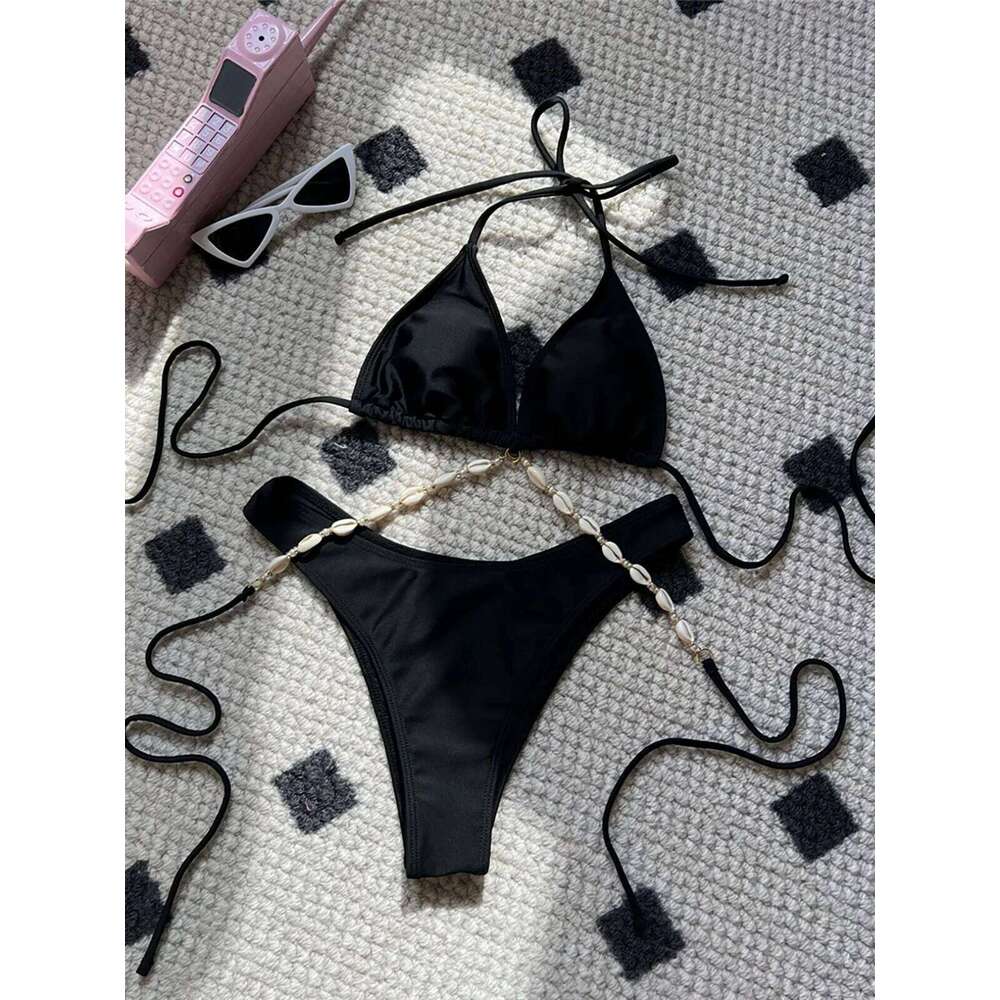 5 Colors Sexy Halter Shell Brazilian Female Swimsuit Women Swimwear Two-pieces Bikini set Bather Bathing Suit Swim K5469 Z260301