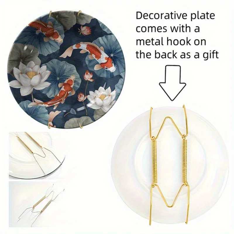 Hand-Painted Koi Fish Ceramic Decorative Plate Non-Food Contact Living Room Home DecorT260302