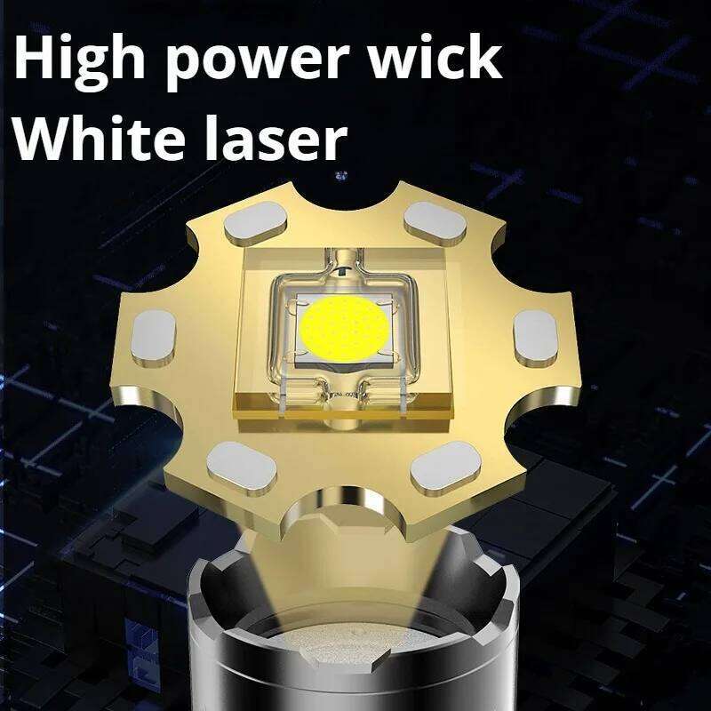 High Brightness White Laser Flashlight Aluminum Alloy Telescopic Zoom Rechargeable Torch Built-in Battery Outdoor Camping Hiking Z260301