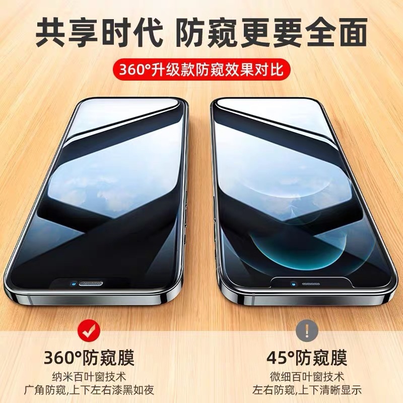 360 degree anti-peeping tempered film for iPhone full screen hard edge anti-peeping anti-peeping mobile phone film