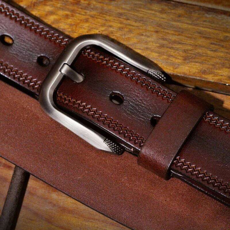 3.8CM Mens Cowskin Belts Luxury Full Grain Cowhide Genuine Leather Belt High Quality Pin Buckle Strap For Jeans Ceintures Cintos S260228