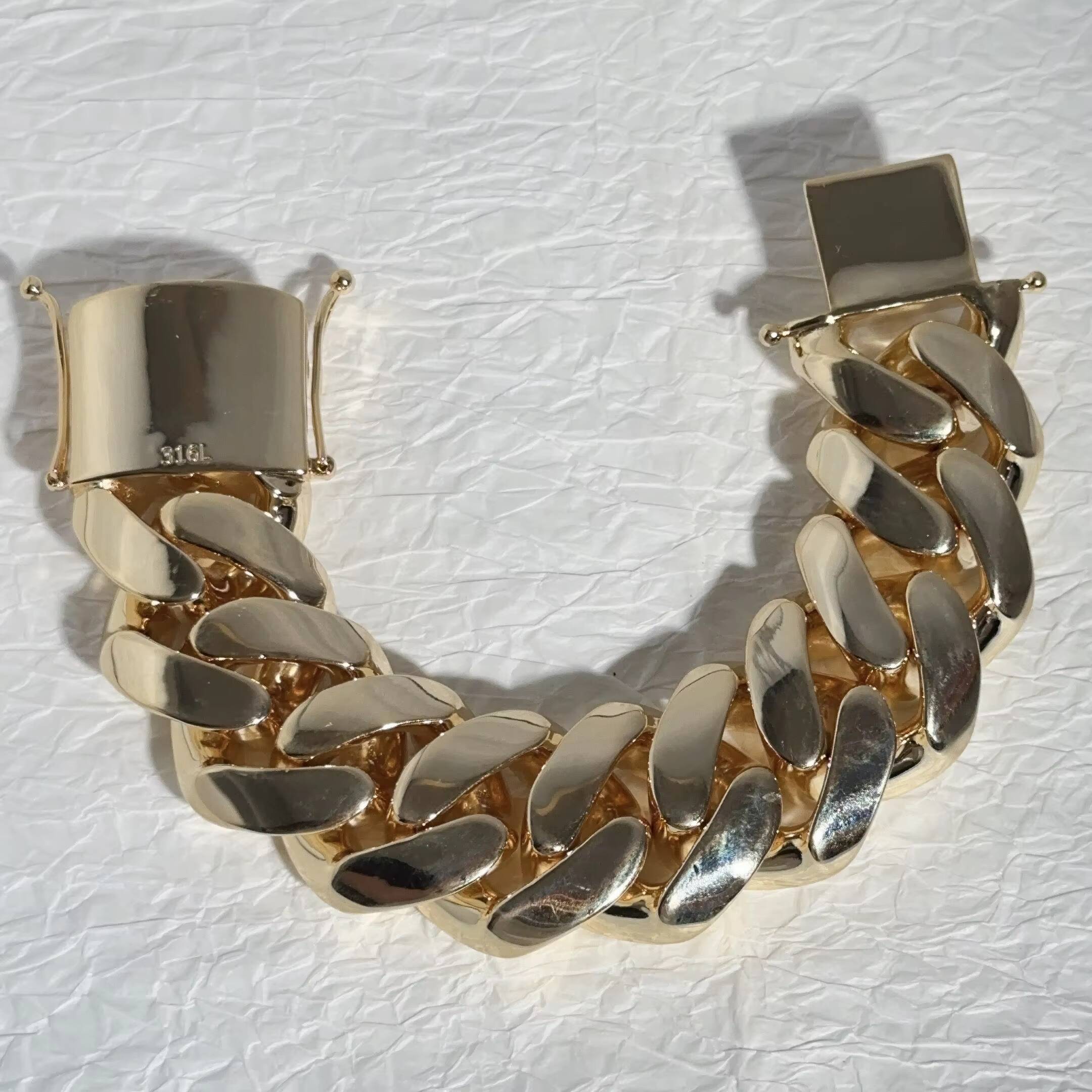 18k Gold Plated 30mm Big Miami Cuban Link Bracelet Fashion Cuban Men Gold Bracelet Brass Hip Hop Jewelry