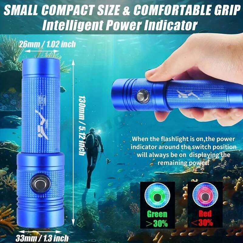 LED Scuba Flashlight 1600 Lumens Ultra-Bright Underwater Spotlight 100m IP68 Waterproof Diving and Fishing Light Z260301