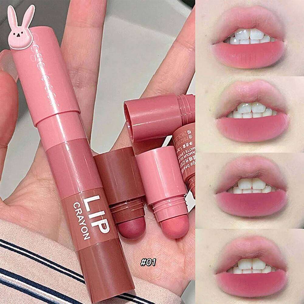 Gege Bear 4 in 1 Velvet Matte Crayon Lipstick Super Stay Makeup Pink Red Long Wear Waterpoof Non-Stick Cup Tiny Lip Stick H260302