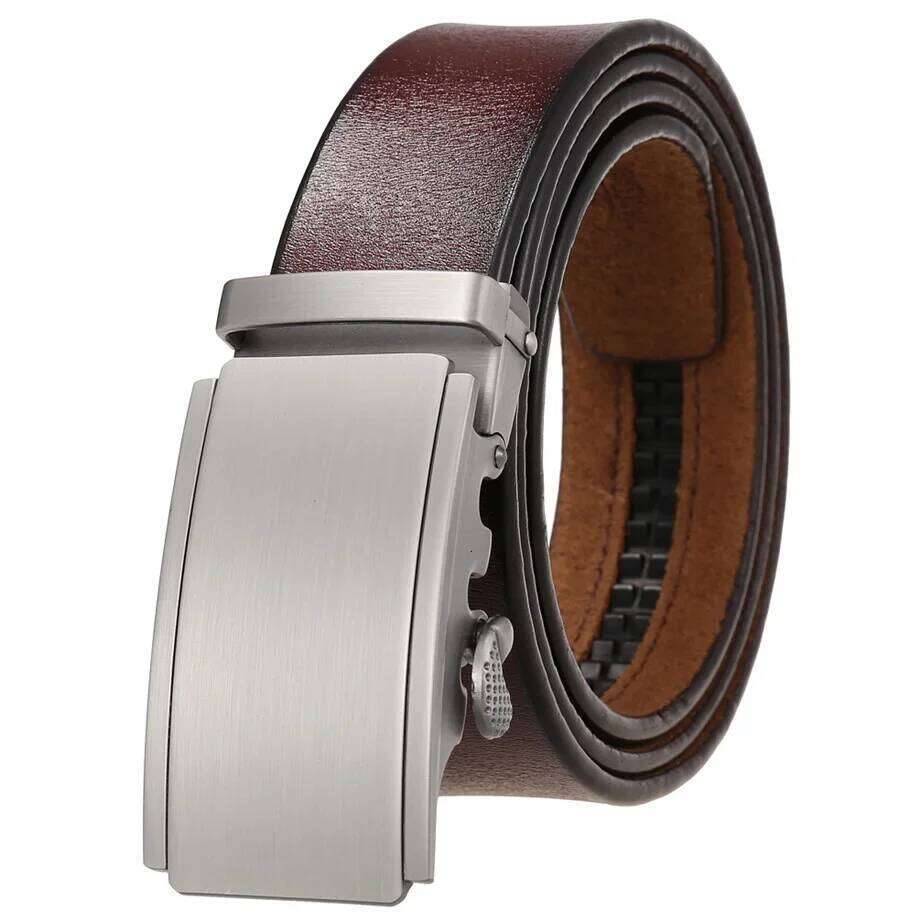 Plyesxale New Fashion Yellow Brown Ratchet Belt For Men 100% Genuine Leather Automatic Buckle Casual Trouser Belts Strap B767 S260228