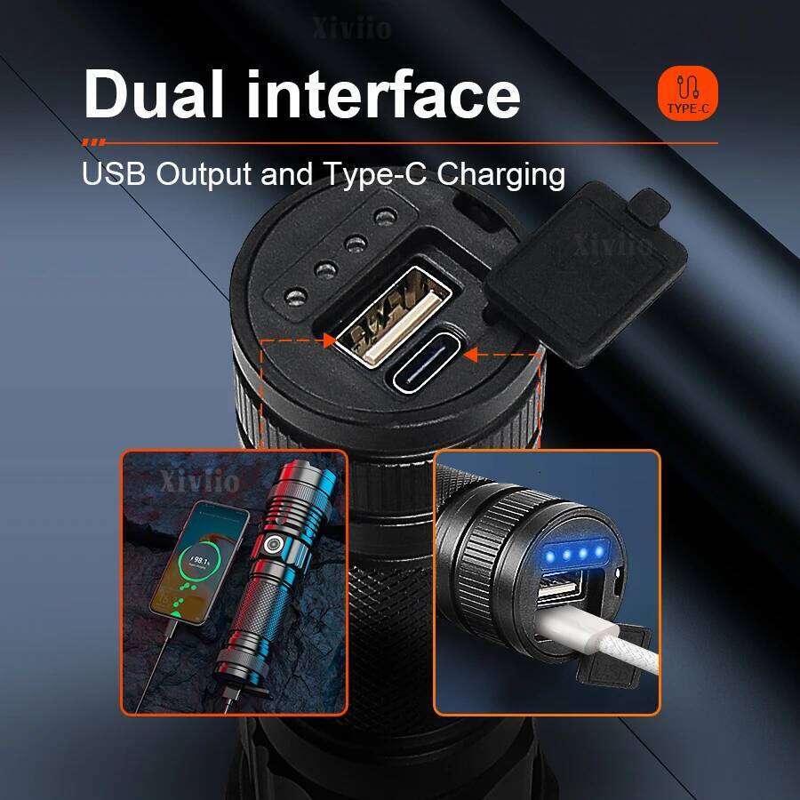 5000000LM New Upgrade Flashlight 4000M Super Bright Tactical Torch High Power USB Rechargeable Lamp Camping Fishing Light Z260301