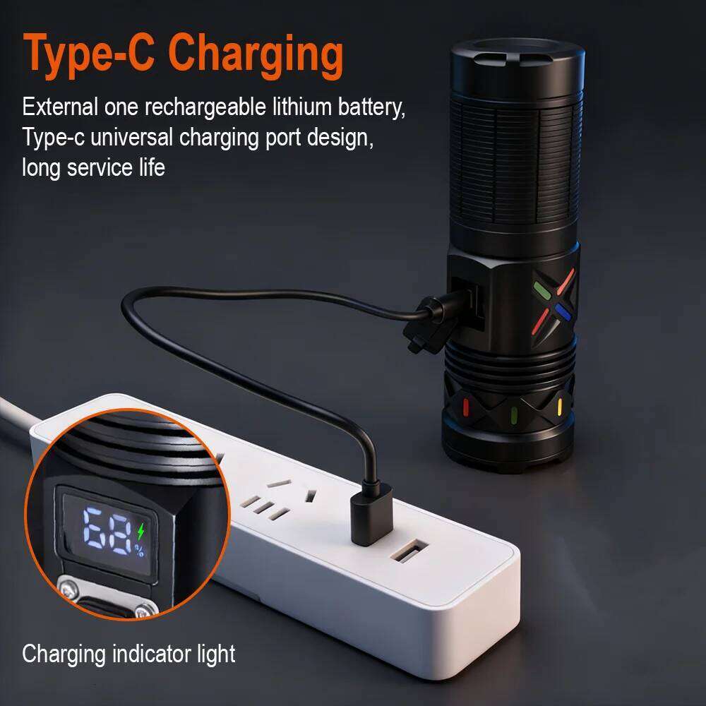 BORUiT Ultra Bright 5000LM LED Flashlight 18650 Zoom USB Rechargeable Handheld Torch With Digital Display Camping Lantern Z260301