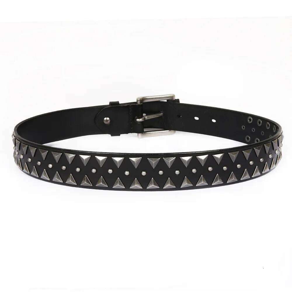 Genuine Leather Heavy Metal Rivet Punk Belts For Rock Stud Cowboy Men Ceinture Homme Waist Belt Cinturon Mujer S260228
