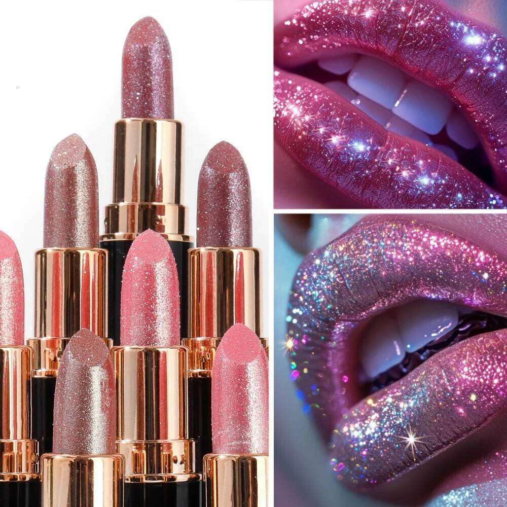 Metallic Glitter Lipstick Dazzling Moisturizing Velvety Sexy Red Gloss Waterproof Matte Diamond Pearlescent Lip Tint Balm H260302