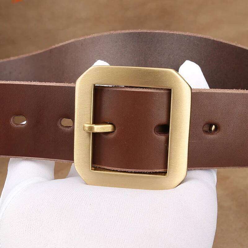 39mm Genuine Leather High Quality For Men Jeans Cowskin Casual Belts Cowboy Waistband Solid Brass Pin Belt Buckle S260228