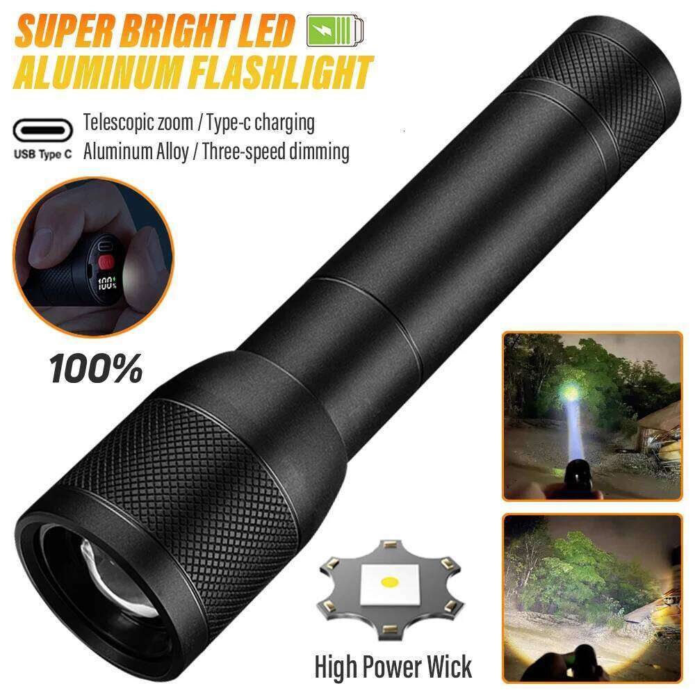 Super bright LED aluminum alloy flashlight Rechargeable torch Outdoor searchlight Portable camping light With telescopic zoom Z260301