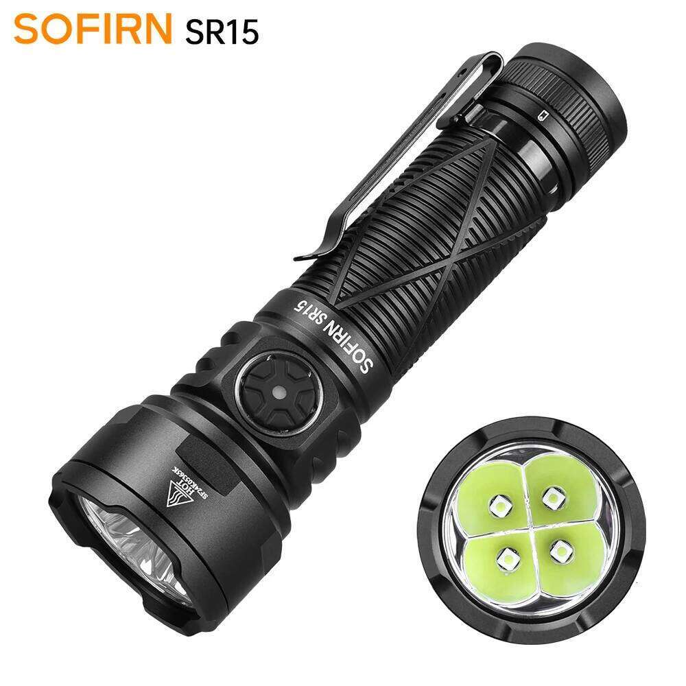 SOFIRN SR15 Rechargeable Flashlight 4500lm Super Bright Long Beam Distance EDC Torch for Camping Fishing Z260301