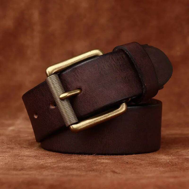 3.8CM Genuine Leather Belt Men Luxury Strap Male Fashion Pure Cowhide Copper Wild Classic Retro Pin Buckle High Quality S260228