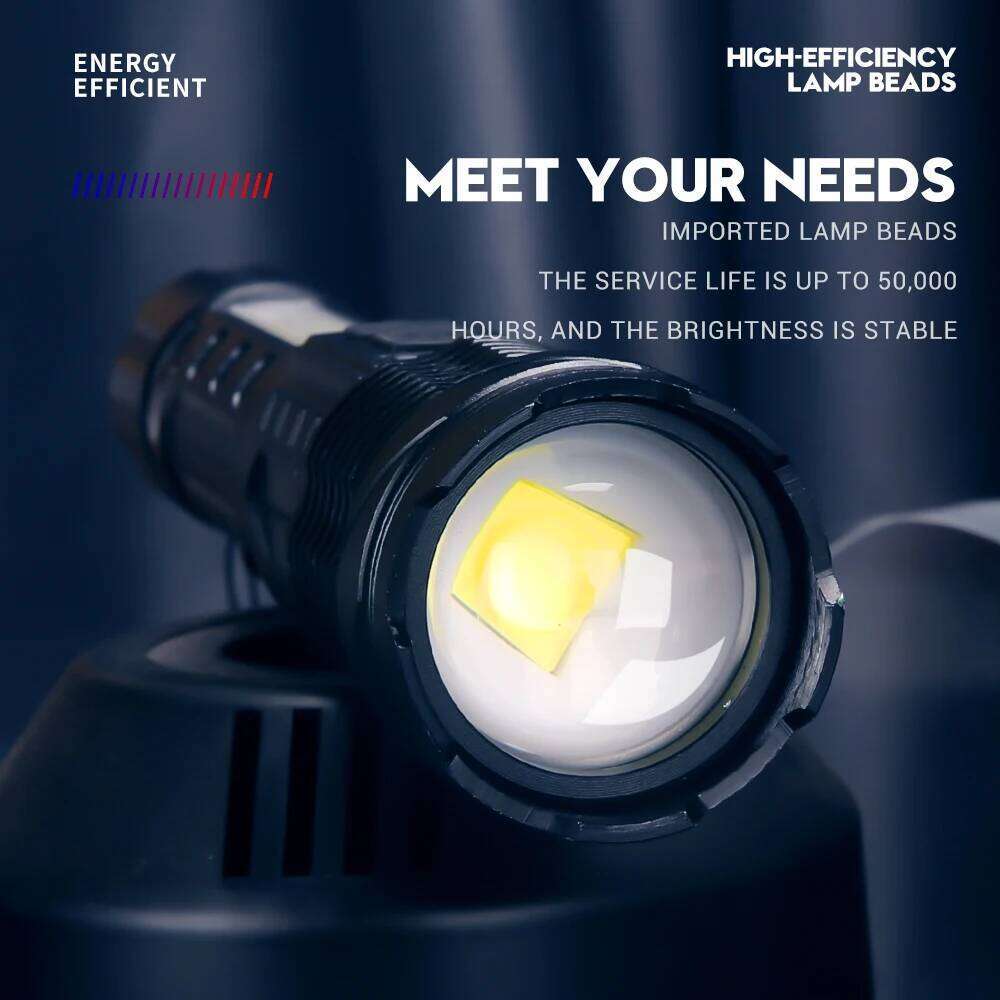 High Strong Power 24w Led Flashlights 50000000 Tactical Light Emergency Spotlights Telescopic Jetbeam1km 18650 Built-in Battery Z260301