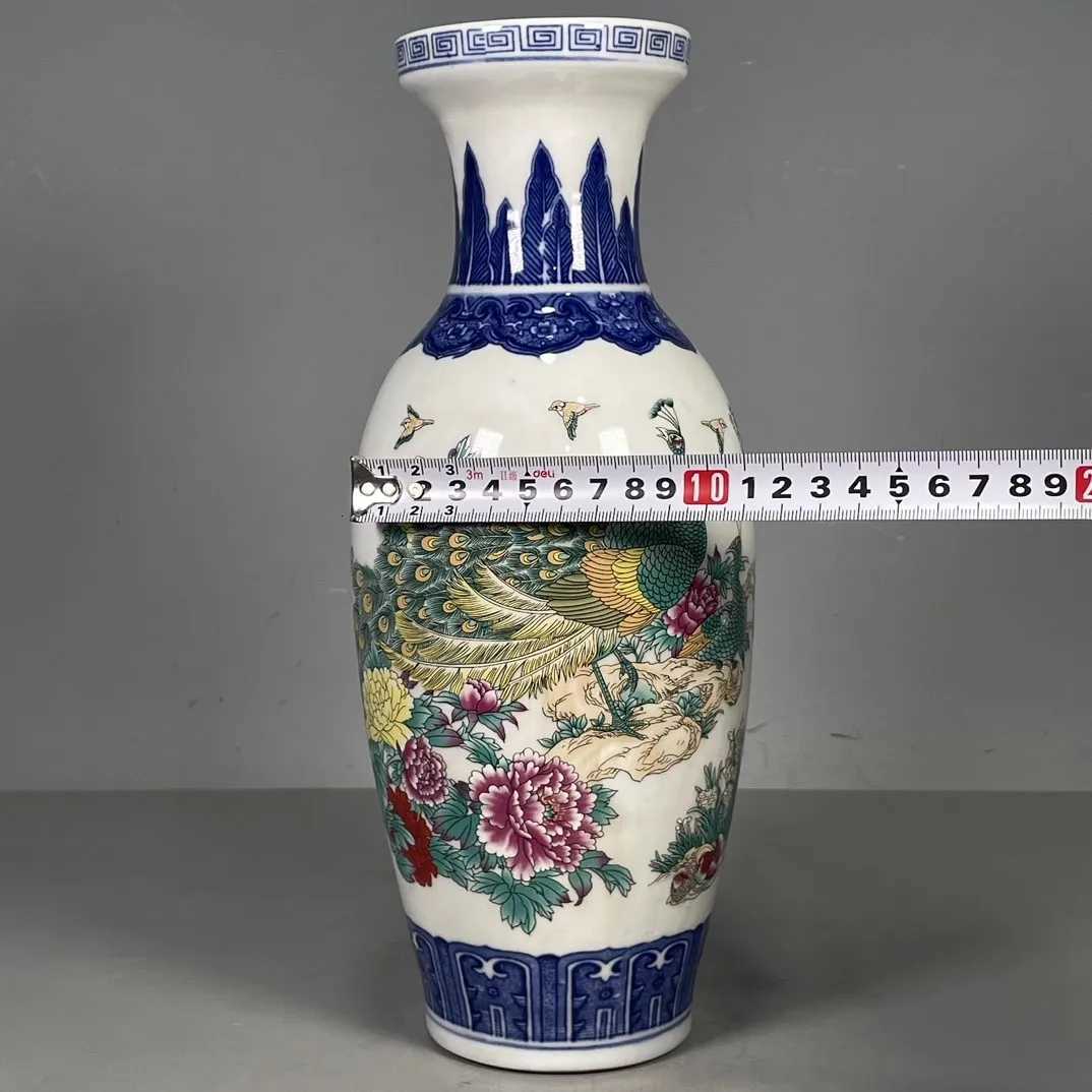 30cm Antique Porcelain Vase Handmade Floral Chinese Style Living Room Foyer DecorationT260302