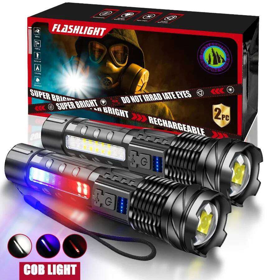 Rechargeable LED Flashlights Zoomable Torch with 18650 Battery 7Modes Waterproof High Power Hand LightFor Outdoor Camping Hiking Z260301