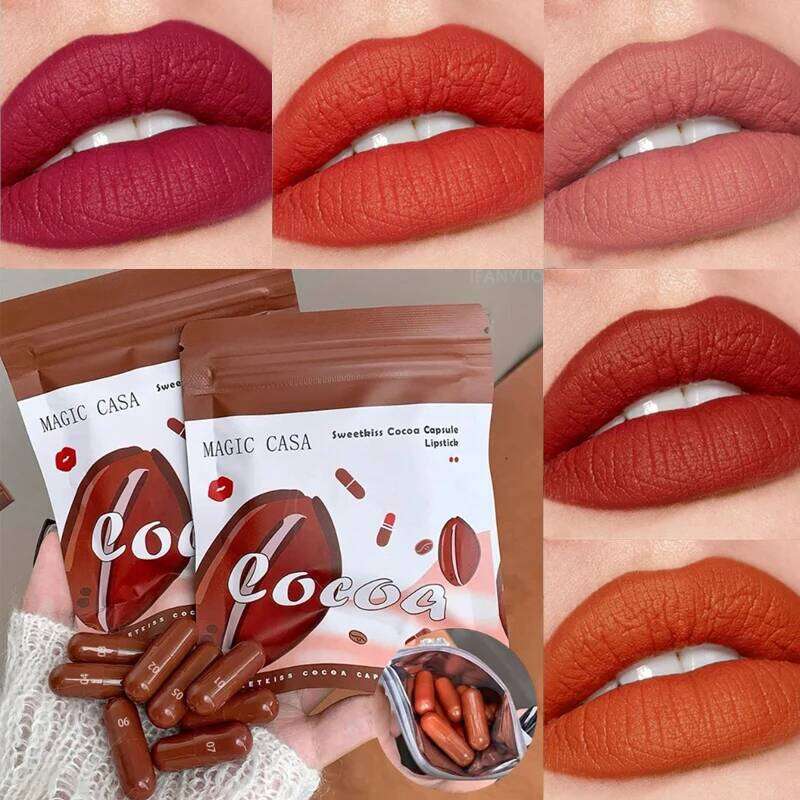 10 Convenient Mini Capsule Set Velvet Matte Waterproof Lip Glaze Sexy Nude Easy To Color Lipstick Novelty Makeup H260302