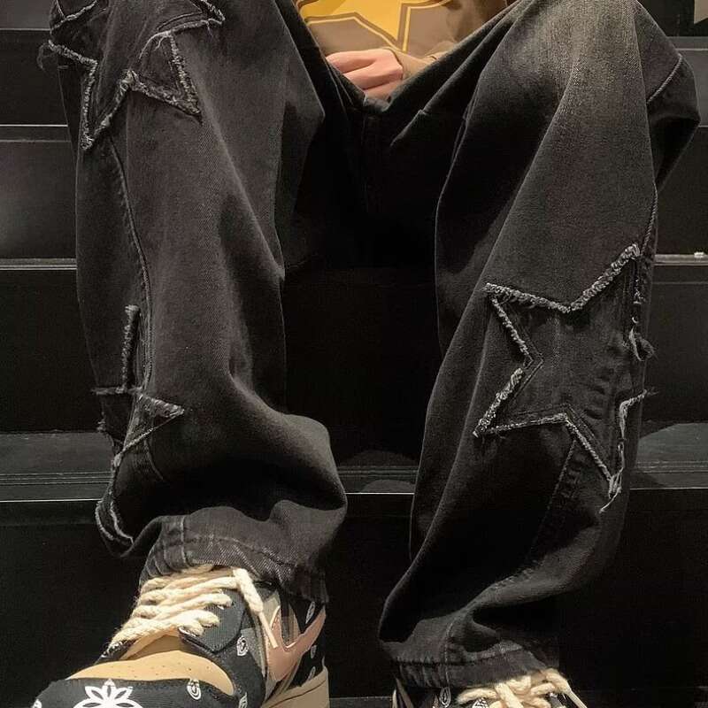 Straight-Leg Jeans For Men, High-End Feel, Trendy Brand, Wide-Leg Pants, Autumn And Winter Style, Loose Fit, American High Street Vibe Pants