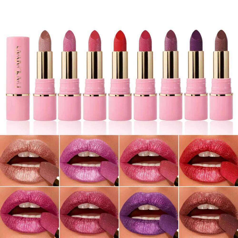8-Color Non Stick Cup Pearl Lipstick With Flash, Long-Lasting, Easy To Color Diamond Lipstick, Dark Halloween Style H260302