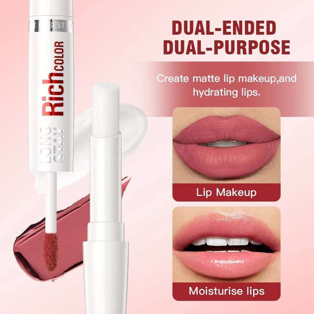 8 Colors Matte Liquid Lipstick Lipgloss Waterproof Double Head Balm Anti-Cracking Moisturizing Makeup Plumper Lip Cosmetics H260302
