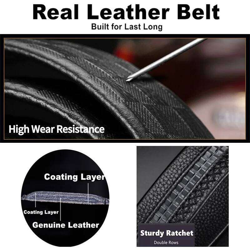 OYIFAN Brand men, Genuine Leather Automatic Buckle Adjustable Fashion Style Golf Belt Luxury Gifts for Men S260228