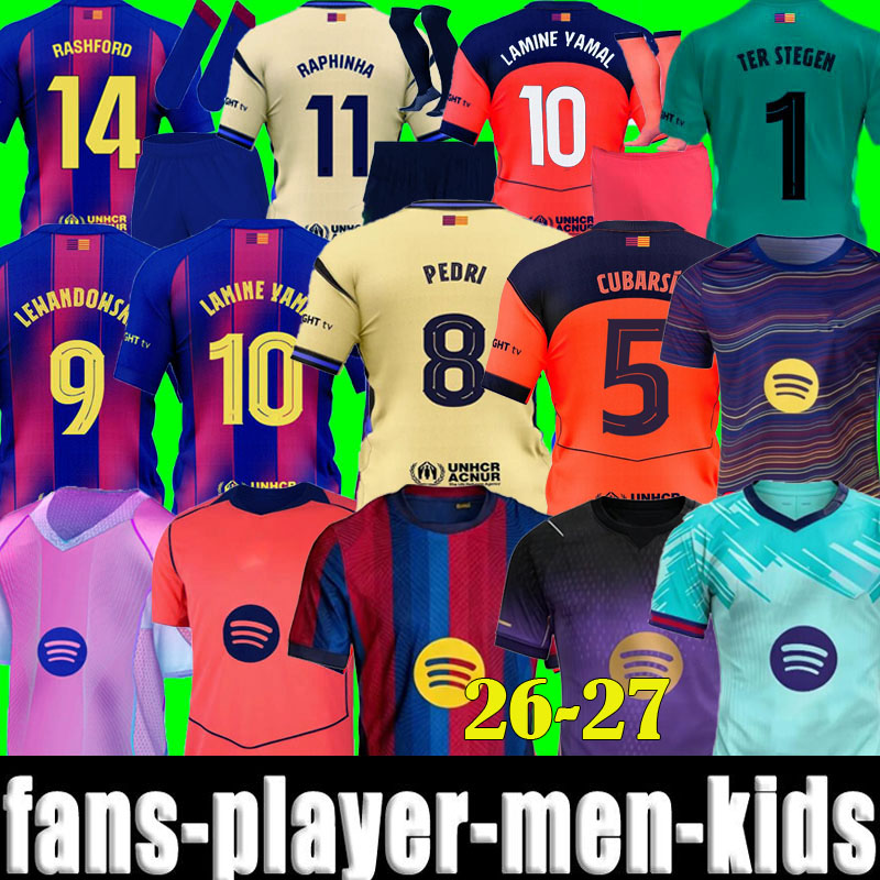 Barcelona 26 25 27 LAMINE YAMAL Lewandowski Soccer Jerseys 2026 2025 Raphinha FERRAN PEDRI Football Shirt F. DE JONG GAVI CUBARSi Camiseta Men Kid kit Rashford XXXL 4XL